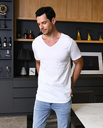 100% Cotton Undershirts With Invisible Deep V-neck