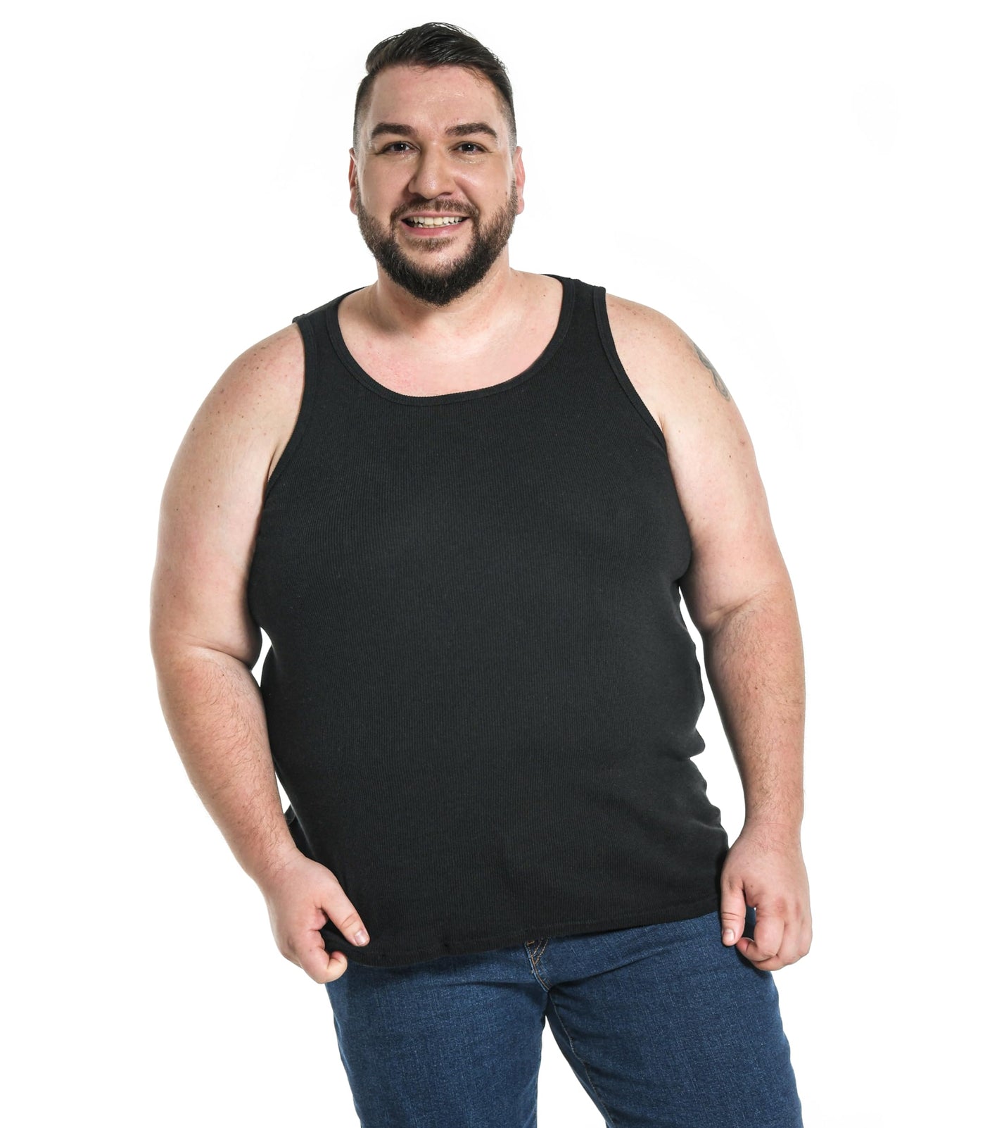 Comfneat Men's 4-Pack Big & Tall Undershirts Ribbed Cotton Tank Tops