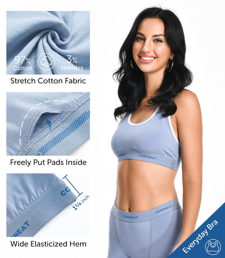 Comfneat Women's 4-Pack Everyday Bras Racerback No Padding