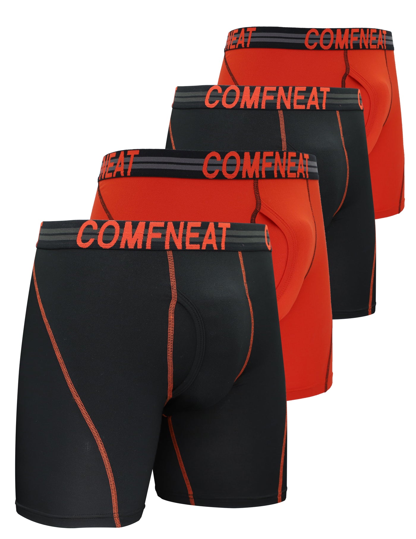 Comfneat Men's 4-Pack Athletic Boxer Briefs Sports Performance Underwear with Fly