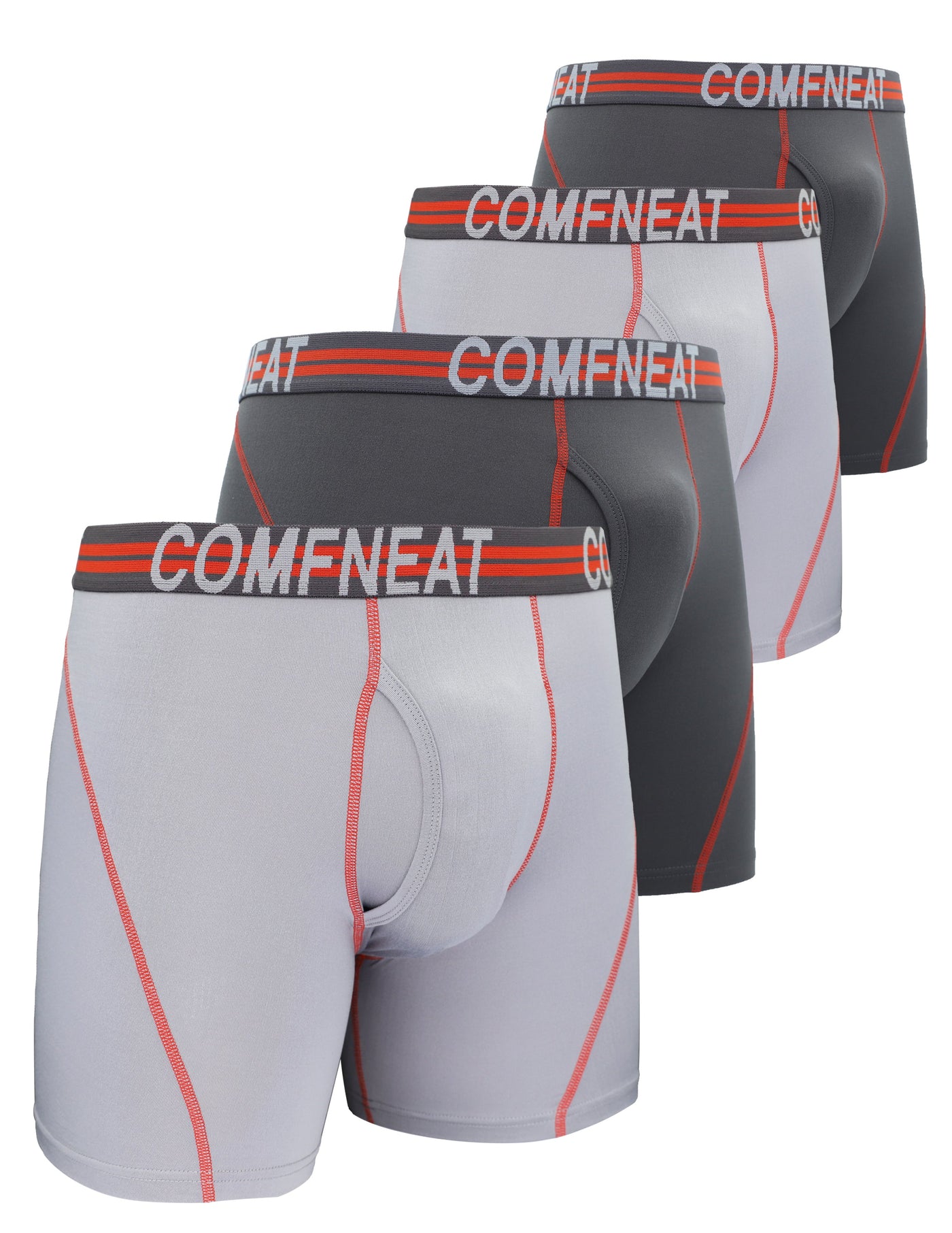 Comfneat Men's 4-Pack Athletic Boxer Briefs Sports Performance Underwear with Fly